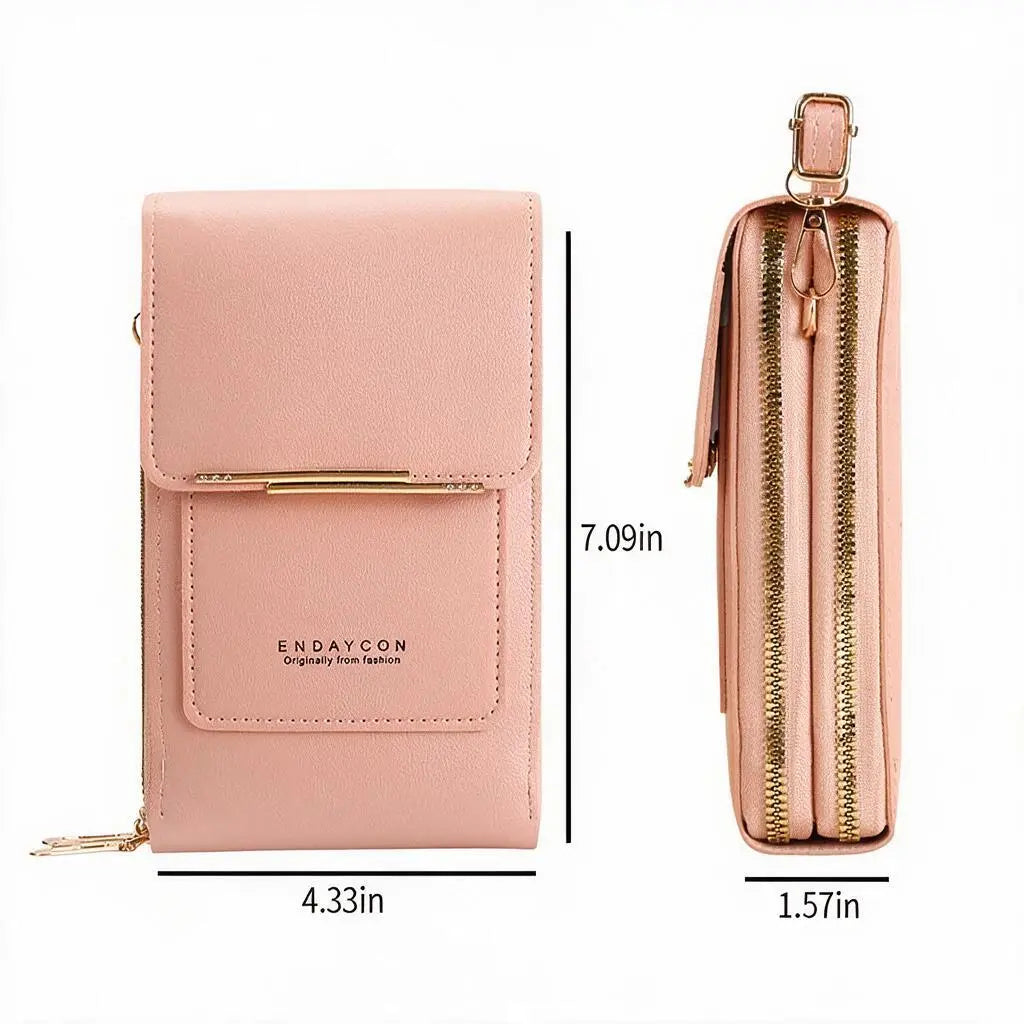 Touchscreen Sensitive Phone Bag with Multiple Colors, Use Phone without Taking It Out, Clear Window Crossbody Purse with 3 Card Slots & Secure Dual Zipper Wallet