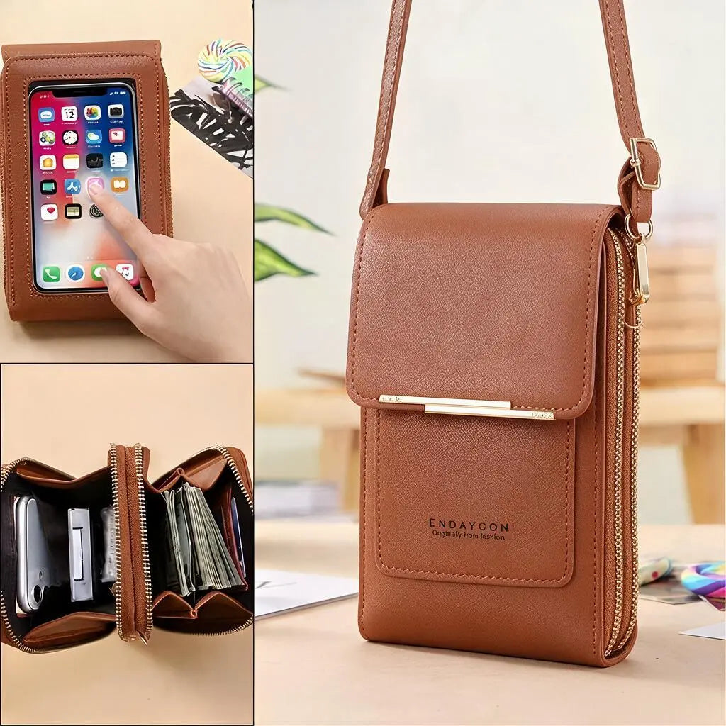 Touchscreen Sensitive Phone Bag with Multiple Colors, Use Phone without Taking It Out, Clear Window Crossbody Purse with 3 Card Slots & Secure Dual Zipper Wallet