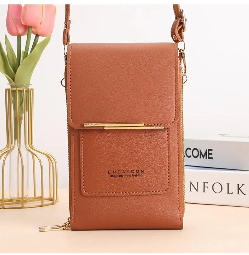 Touchscreen Sensitive Phone Bag with Multiple Colors, Use Phone without Taking It Out, Clear Window Crossbody Purse with 3 Card Slots & Secure Dual Zipper Wallet